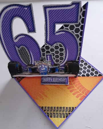 Vintage Easel 65th formula one Birthday Card Kit 1179 by Jacqueline Sinden