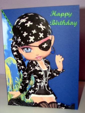 Morgana the Pirate A5 Shaped Front Print and Fold Card by Jacquelyn Burton