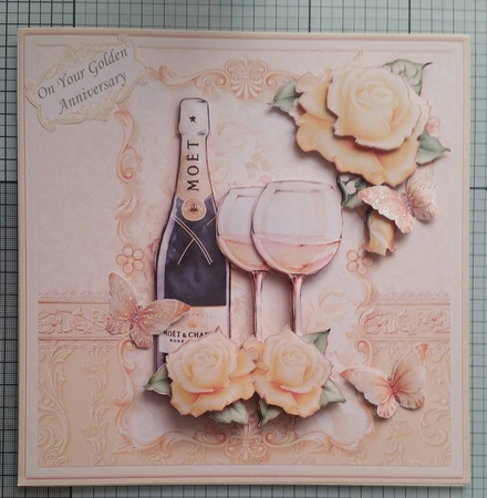 CHAMPAGNE CELEBRATIONS GOLD 7.8 Decoupage & Insert Mini Kit by Jacqui Woodward