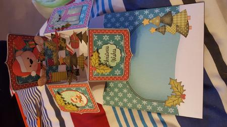 3D Xmas Livvy Bear Rubber Band Pop Up Box Card by jamie leybourne