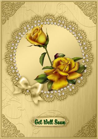 A4 Metallic Lace and Bow Card Front by Jan Barcelo