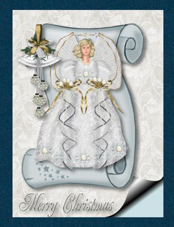 Silver Christmas Angel on a Scroll A4 by Jan Barcelo