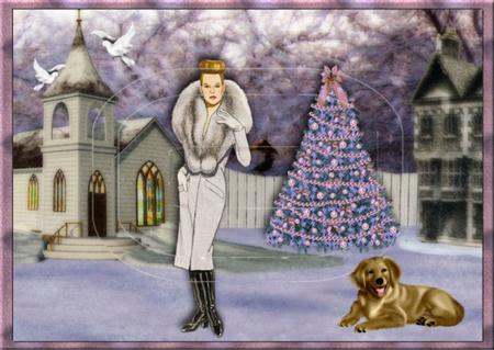Vintage Lady in the Snow Insert by Jan Barcelo
