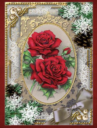 Christmas Roses Snow 7x5in Picture and Shaker Frame by Jan Barcelo