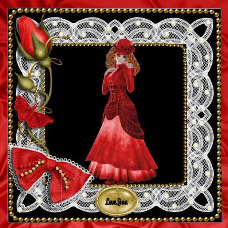 Black Red Single Rose Bud 8x8inch Square Card Front by Jan Barcelo