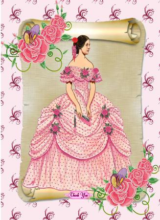 Victorian Lady with Roses,a4 Topper by Jan Barcelo
