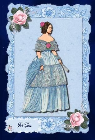 Elegant Victorian Lady in Blue Lace Frame by Jan Barcelo