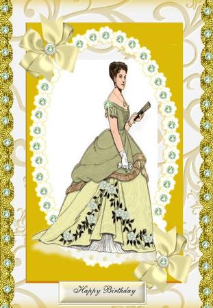 Elegant Lady in Ballgown, in Pretty Frame by Jan Barcelo