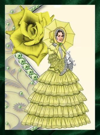 Pretty Vintage Lady with Rose, A4 by Jan Barcelo