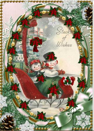 Stacks of Wishes Snow 7x5inch Picture Card Front and Frame by Jan Barcelo