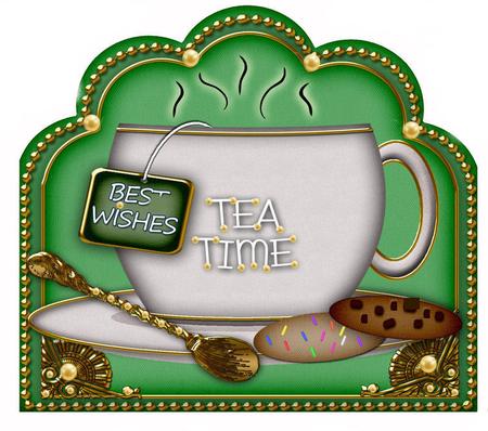 Best Wishes Teatime Cup 3D Decoupage Sheet by Jan Barcelo