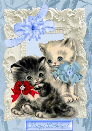 Sweet Little Kittens in Ornate Frame by Jan Barcelo