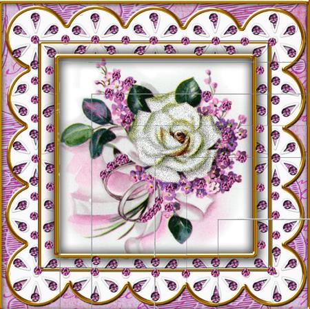 Lilac Wedding Rose 5in Square One Corner Stacker by Jan Barcelo
