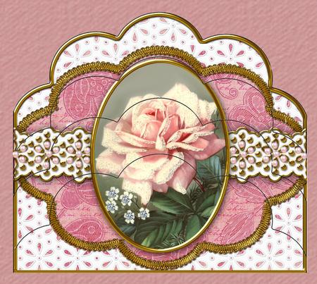 Single Pink Rose Anglaise Scallop Bottom Stacker by Jan Barcelo