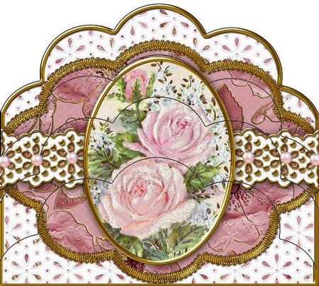 Pink Rose Duo Anglaise Scallop Bottom Stacker by Jan Barcelo