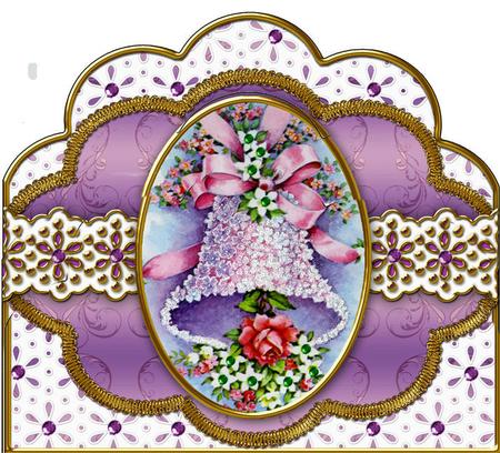 Lilac Floral Bell Em Anglaise Scallop Bottom Stacker by Jan Barcelo