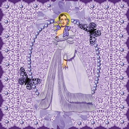 Elegant Victorian Lady in Purple in Oval Frame by Jan Barcelo