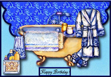 Bathtime Luxury Envelope Card with Decoupage by Jan Barcelo