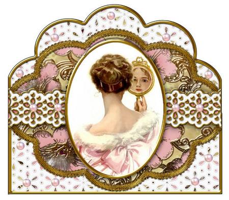 Mirror Lady Embroidery Anglaise Scallop Bottom Stacker by Jan Barcelo