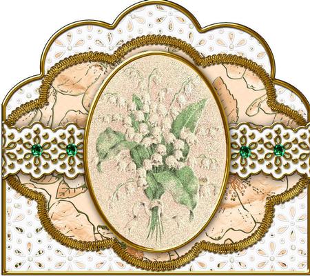 Embossed Snowdrops Anglaise Scallop Bottom Stacker by Jan Barcelo
