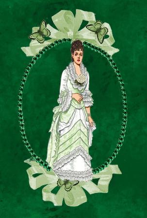 Elegant Victorian Lady in Green in Oval Frame by Jan Barcelo