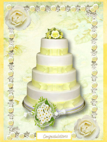 Lemon Wedding Cake with Cream Rose with A5 Verse by Jan Barcelo