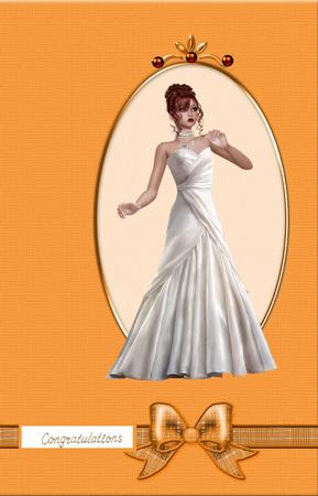 Dl Fancy Bow Card Front or Insert by Jan Barcelo