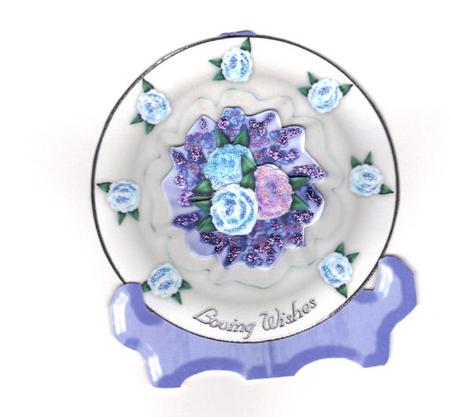 Roses Posy Plate Card & Stand by Jan Barcelo