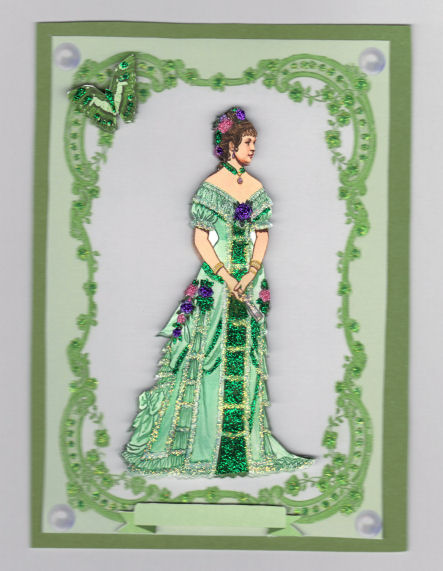 Elegant Victorian Ladies on Pale Green Lace Background by Jan Barcelo