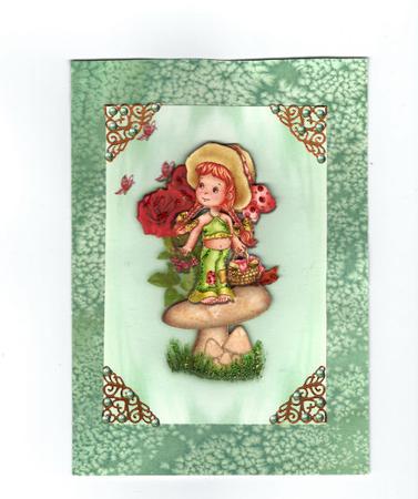 Picnic on a Toadstool Girl ~ Card Front and Decoupage by Jan Barcelo