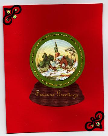 Christmas Church Scene Snow Globe Plate Sheet by Jan Barcelo