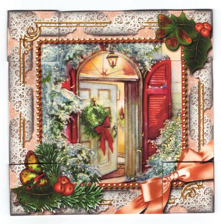 Christmas Welcome Door Holly 8inch Picture Sheet by Jan Barcelo