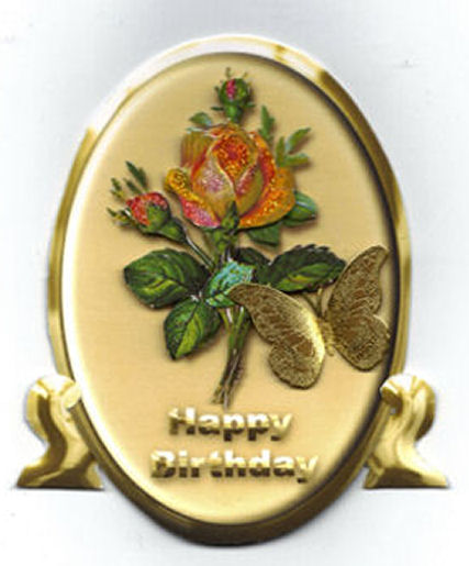 Vintage Rose Happy Birthday Oval Plate & Stand by Jan Barcelo