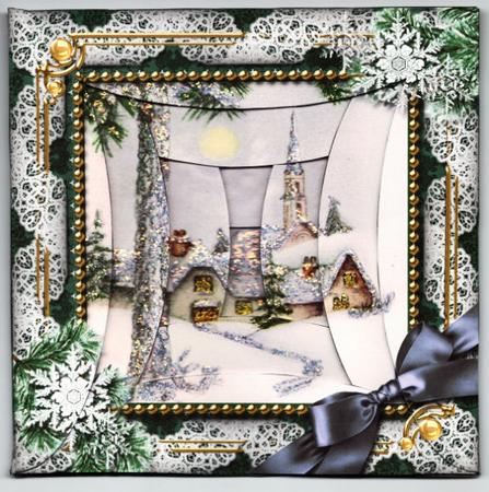 Winter Pub Snow 8x8inch Rounded Edge Stacker Kit by Jan Barcelo