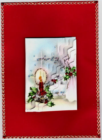 Christmas Candle in the Window Wavy Corner Side Stacker by Jan Barcelo