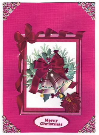 Christmas Gold Bells in Red Ribbon Frame by Jan Barcelo