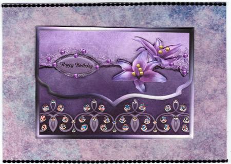Pretty Lilies Purple Fancy Scalloped Edge Envelope Card by Jan Barcelo