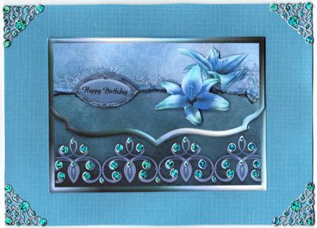 Pretty Lilies Blue Fancy Scalloped Edge Envelope Card by Jan Barcelo