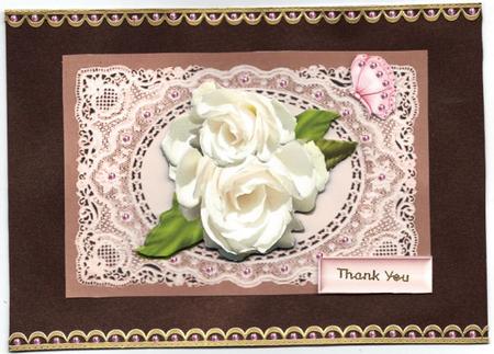 White Roses on Vintage Lace by Jan Barcelo