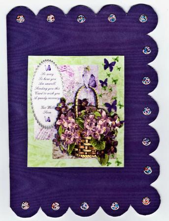 Violets Are Blue Get Well Soon Card by Jan Barcelo