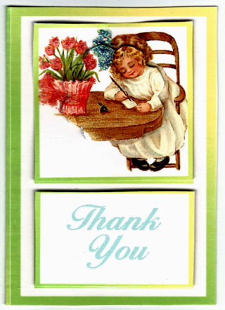 Girl with Tulips - Thank You Quick Card by Jan Barcelo