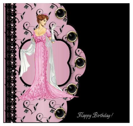 Floral A4 Scallop Edge 'n Lace Card Front - Rose by Jan Barcelo