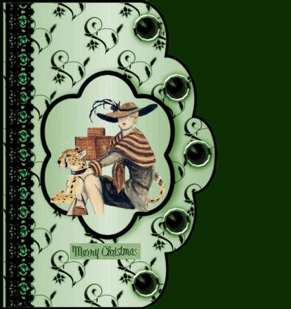 Floral A4 Scallop Edge 'n Lace Card Front - Mint Green by Jan Barcelo