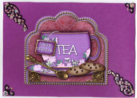 Lilac Tea Birthday Cup 3D Decoupage Sheet by Jan Barcelo