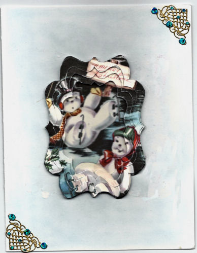 Skating Snowmen Fancy Bracket Tunnel Sheet by Jan Barcelo