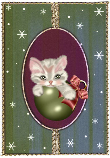 Christmas Oval Frame Card Base & Card Front Set 4 by Jan Barcelo