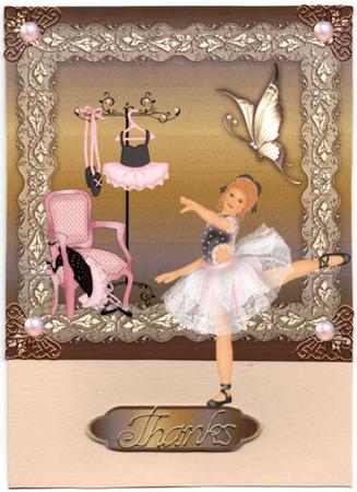 Butterflies and Lace Square Card Front in Chocolate by Jan Barcelo