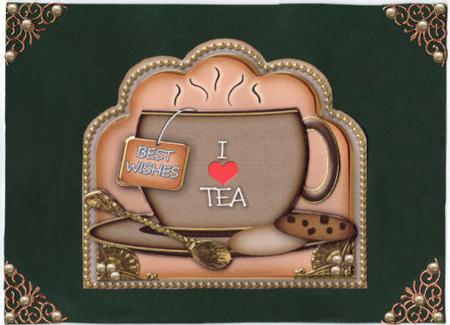 I Love Tea Best Wishes Cup 3D Decoupage Sheet by Jan Barcelo