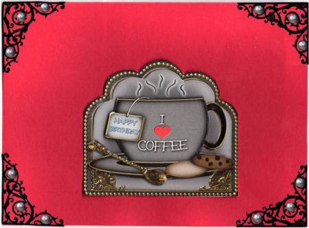 I Love Coffee Birthday Grey Cup 3D Decoupage Sheet by Jan Barcelo