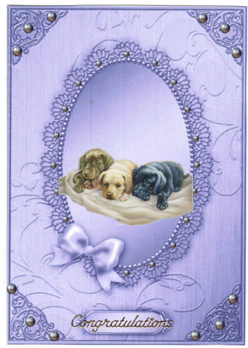 A5 Metallic Lace and Bow Card Front by Jan Barcelo
